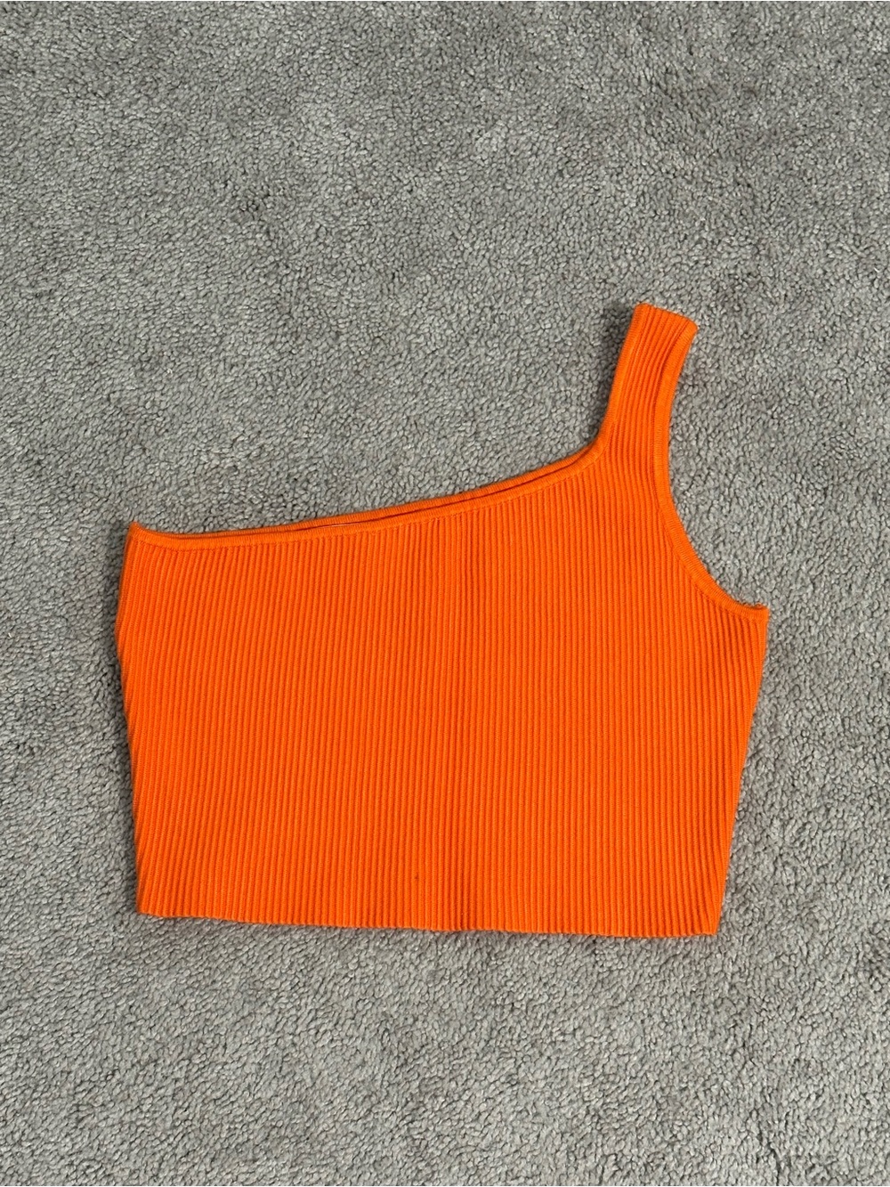 House of Harlow 1960 Luxe Essentials Ribbed Knit One Shoulder Orange Crop Top M